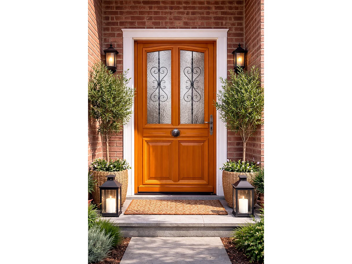 Porte D'entrée Bois Vitrée Carole, H215 X L80 Cm Côte Tableau P. Gauche Gd Menuiseries