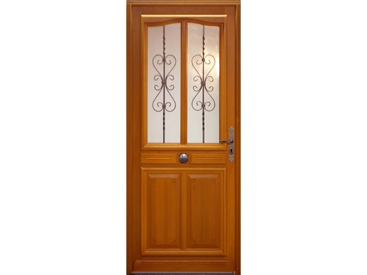 Porte D'entrée Bois Vitrée Carole, H215 X L80 Cm Côte Tableau P. Gauche Gd Menuiseries