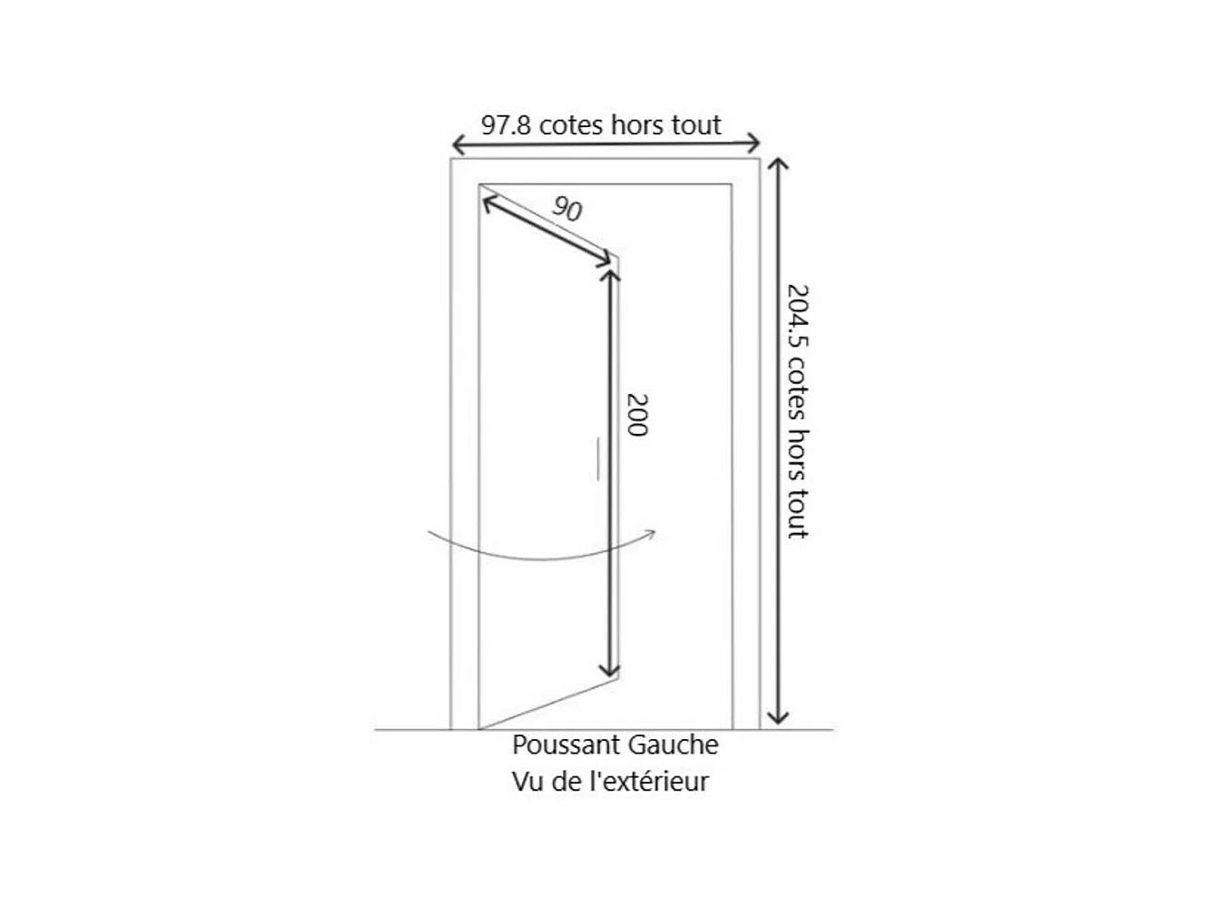 Porte De Service Bois Pleine Armagos, H,200xl,90 P,gauche Côtes Tableau Gd Menuiseries