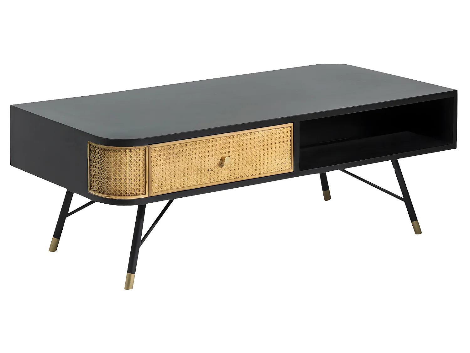 Table basse en cannage et métal Volterra