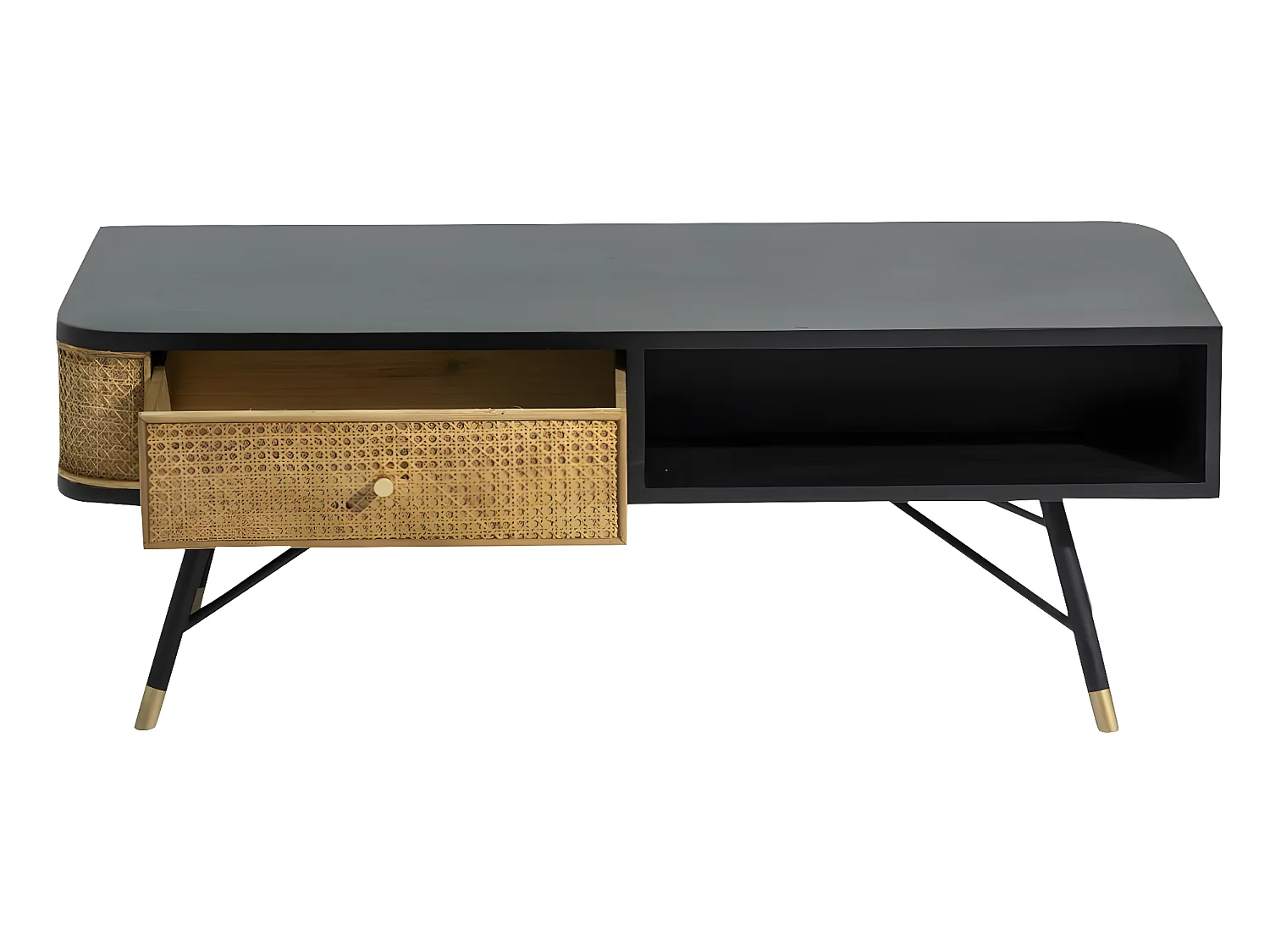 Table basse en cannage et métal Volterra