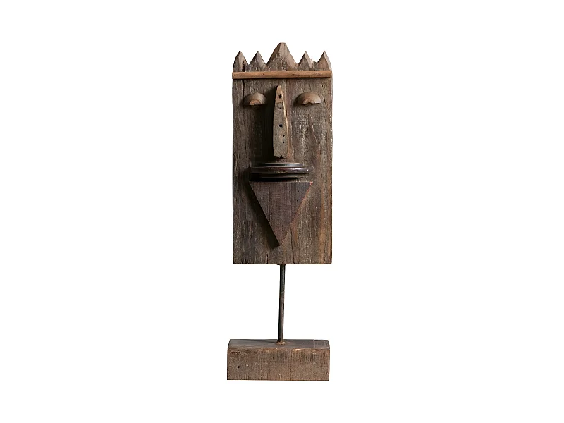 Sculpture visage en bois Liséa