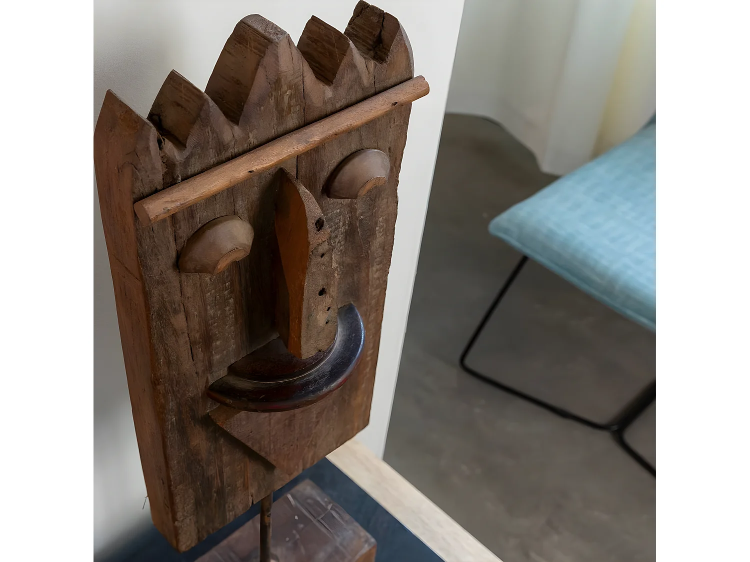 Sculpture visage en bois Liséa