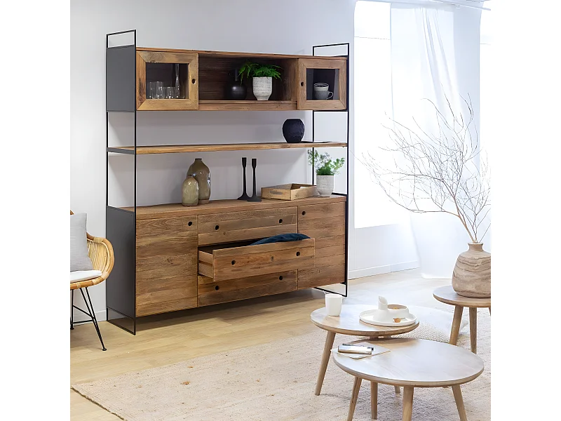 Vaisselier en bois recyclé 190cm Blaise