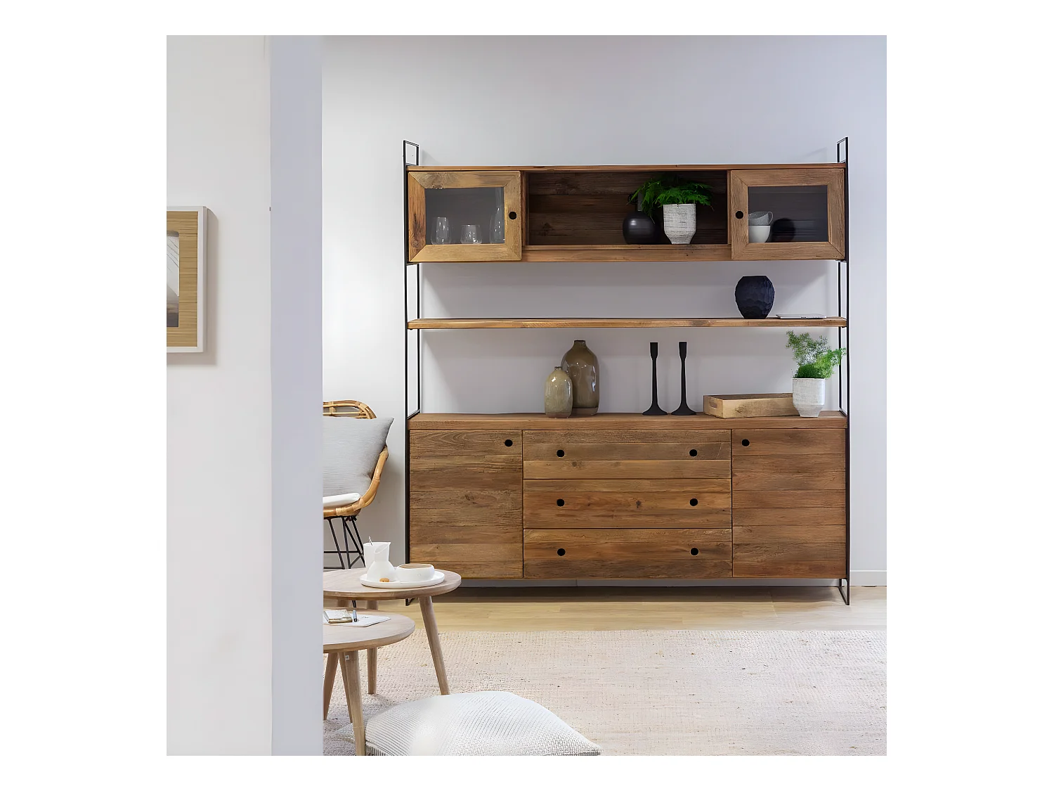 Vaisselier en bois recyclé 190cm Blaise