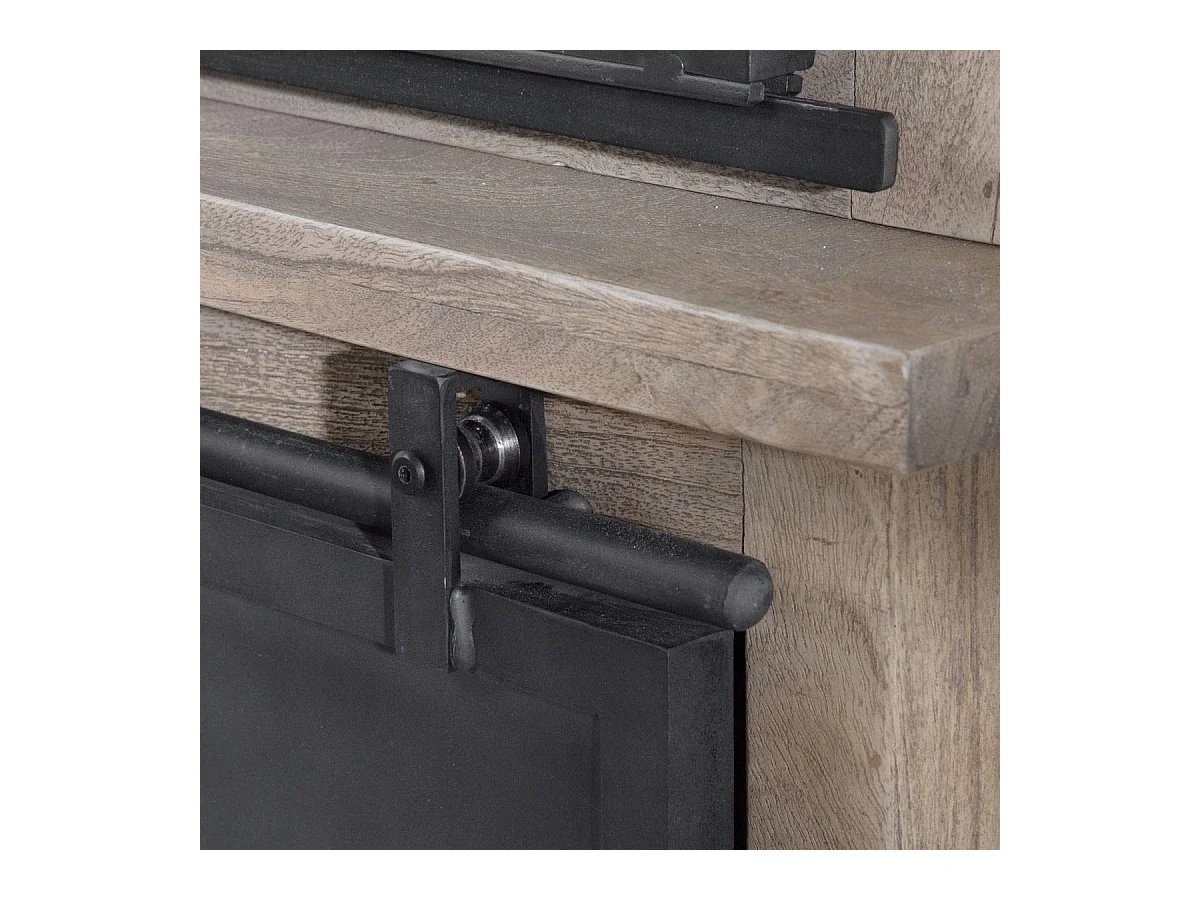 Vaisselier en bois de manguier brossé et métal gris Helsinki