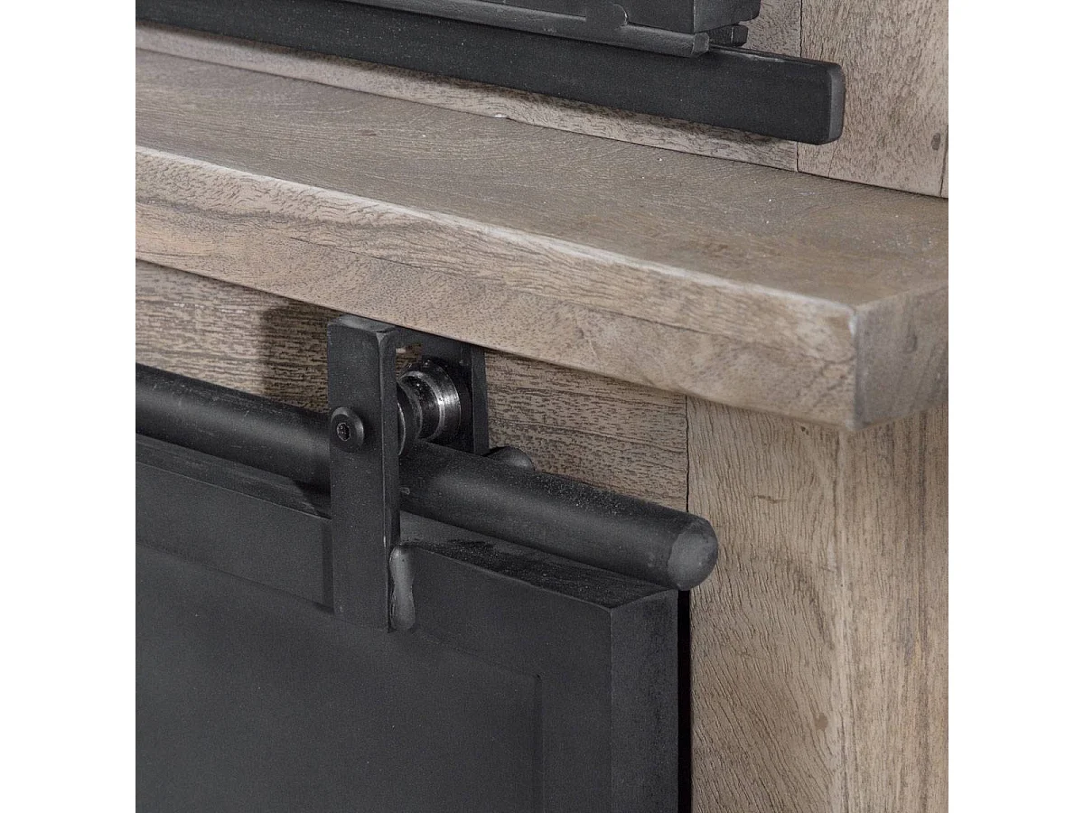 Vaisselier en bois de manguier brossé et métal gris Helsinki