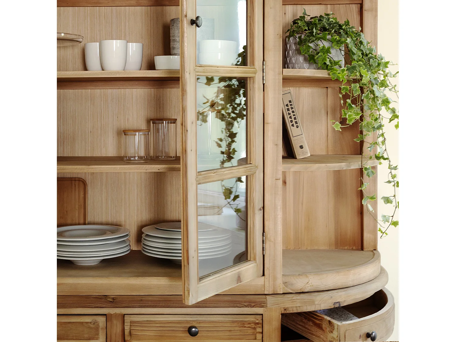 Vaisselier arrondi en bois recyclé Garance