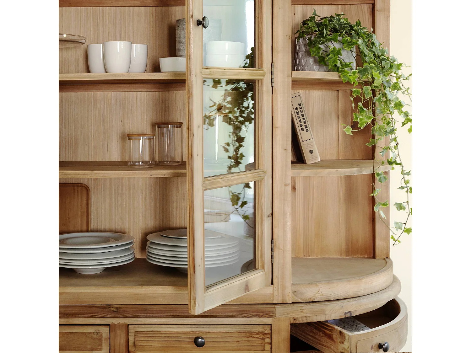 Vaisselier arrondi en bois recyclé Garance