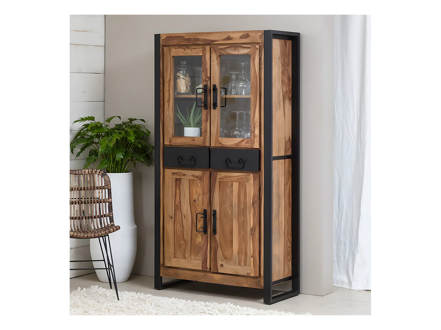 Vaisselier en bois d'acacia Havana