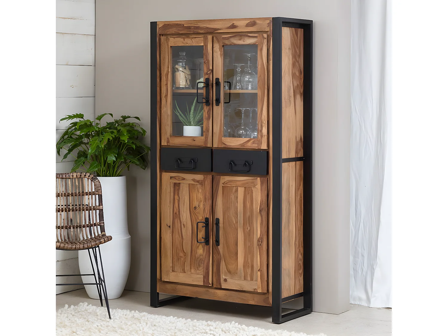 Vaisselier en bois d'acacia Havana