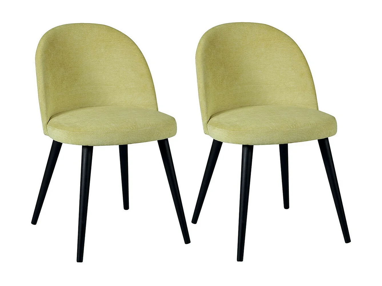 MOLLY - Lot de 2 Chaises Tissu Jaune Piètement Bois Massif