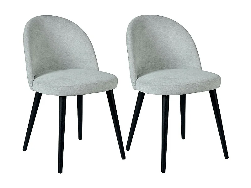 MOLLY - Lot de 2 Chaises Tissu Gris Piètement Bois Massif