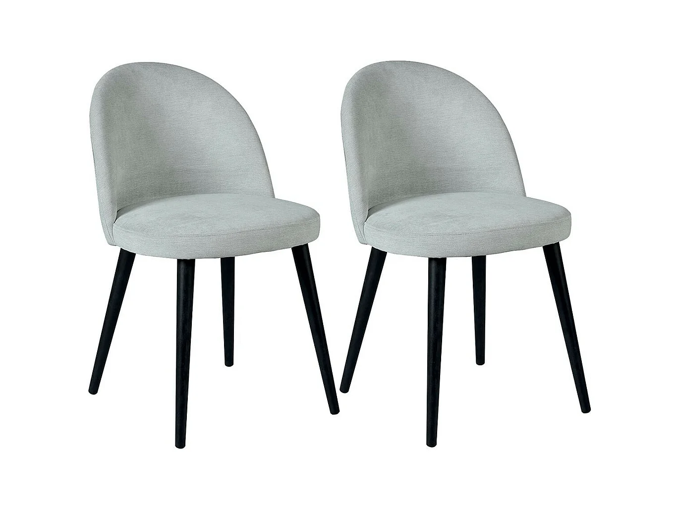 MOLLY - Lot de 2 Chaises Tissu Gris Piètement Bois Massif