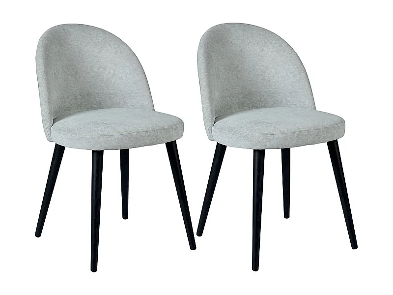 MOLLY - Lot de 2 Chaises Tissu Gris Piètement Bois Massif