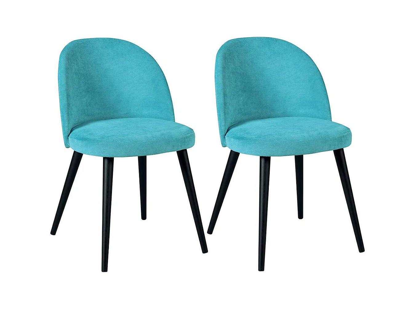 MOLLY - Lot de 2 Chaises Tissu Bleu Piètement Bois Massif