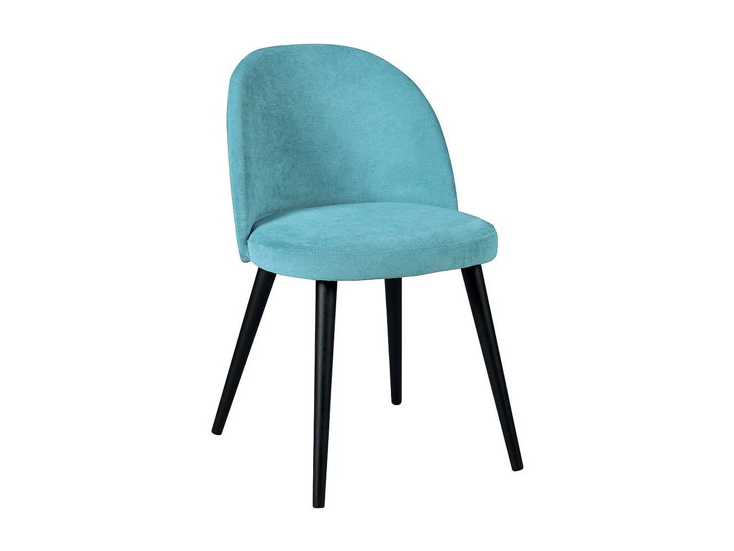 MOLLY - Lot de 2 Chaises Tissu Bleu Piètement Bois Massif