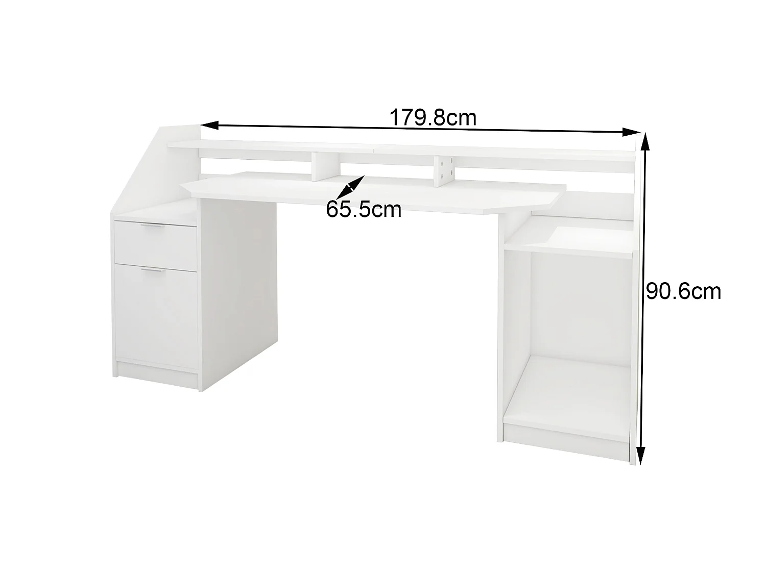 Escritorio ordenador estación de trabajo blanco MDF madera ML-DESIGN