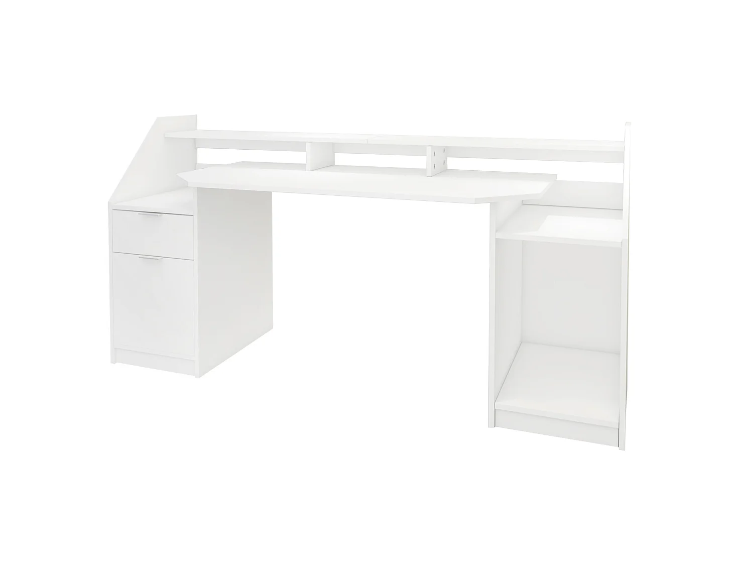 Table d'ordinateur bureau de travail PC en bois MDF blanc ML-DESIGN