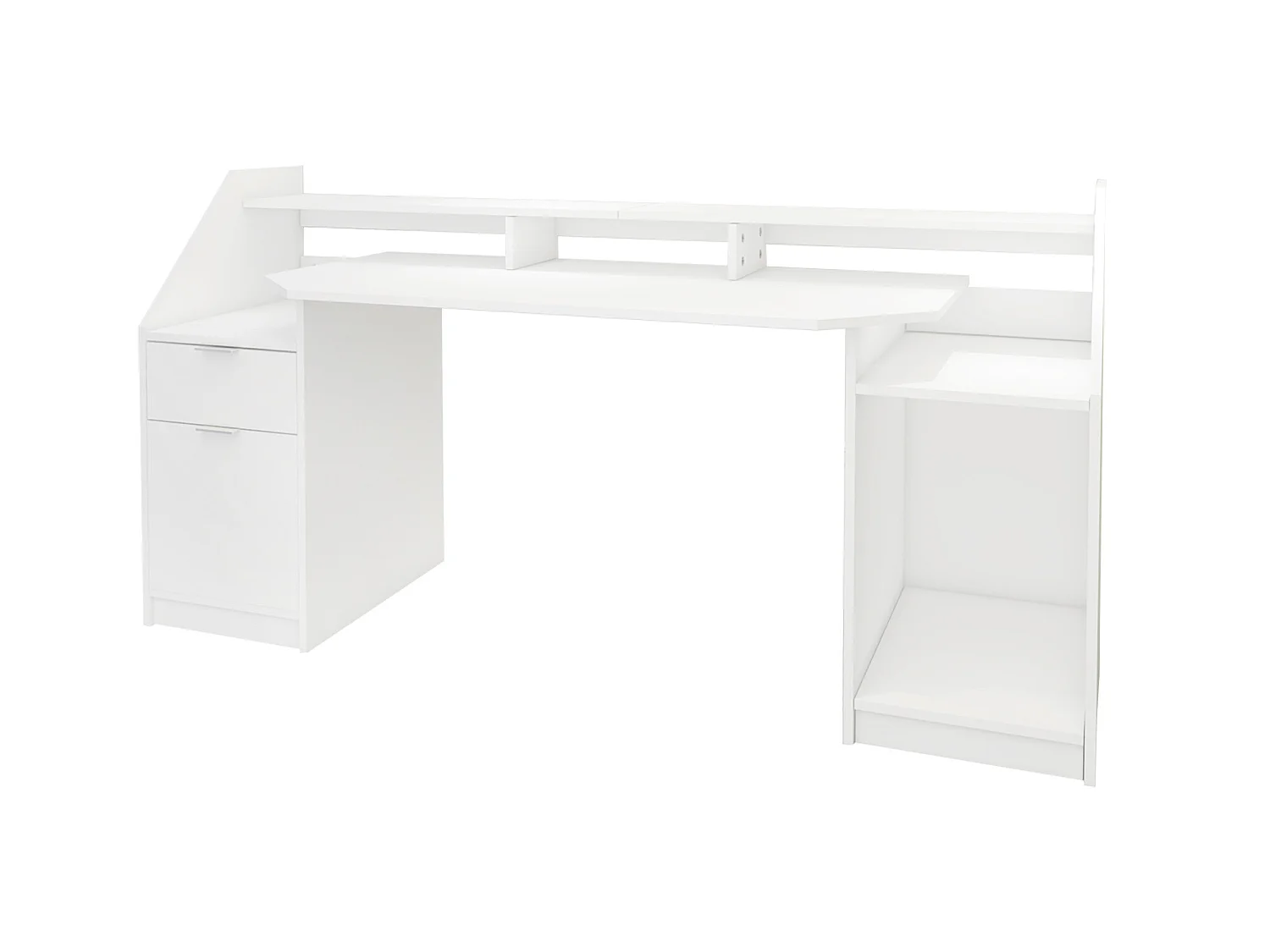 Table d'ordinateur bureau de travail PC en bois MDF blanc ML-DESIGN