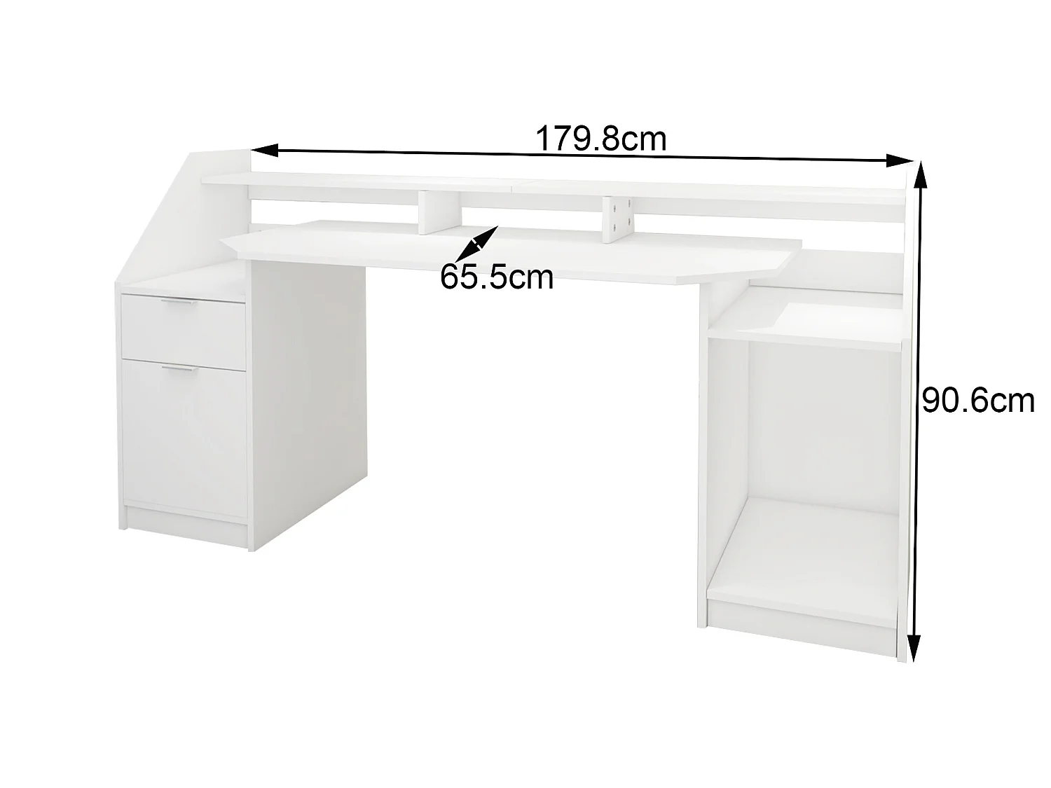 Table d'ordinateur bureau de travail PC en bois MDF blanc ML-DESIGN