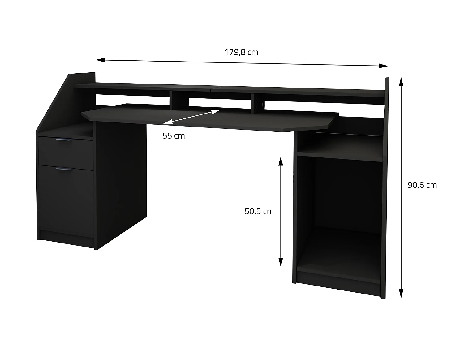 Escritorio ordenador portátil madera negro MDF melamina ML-DESIGN