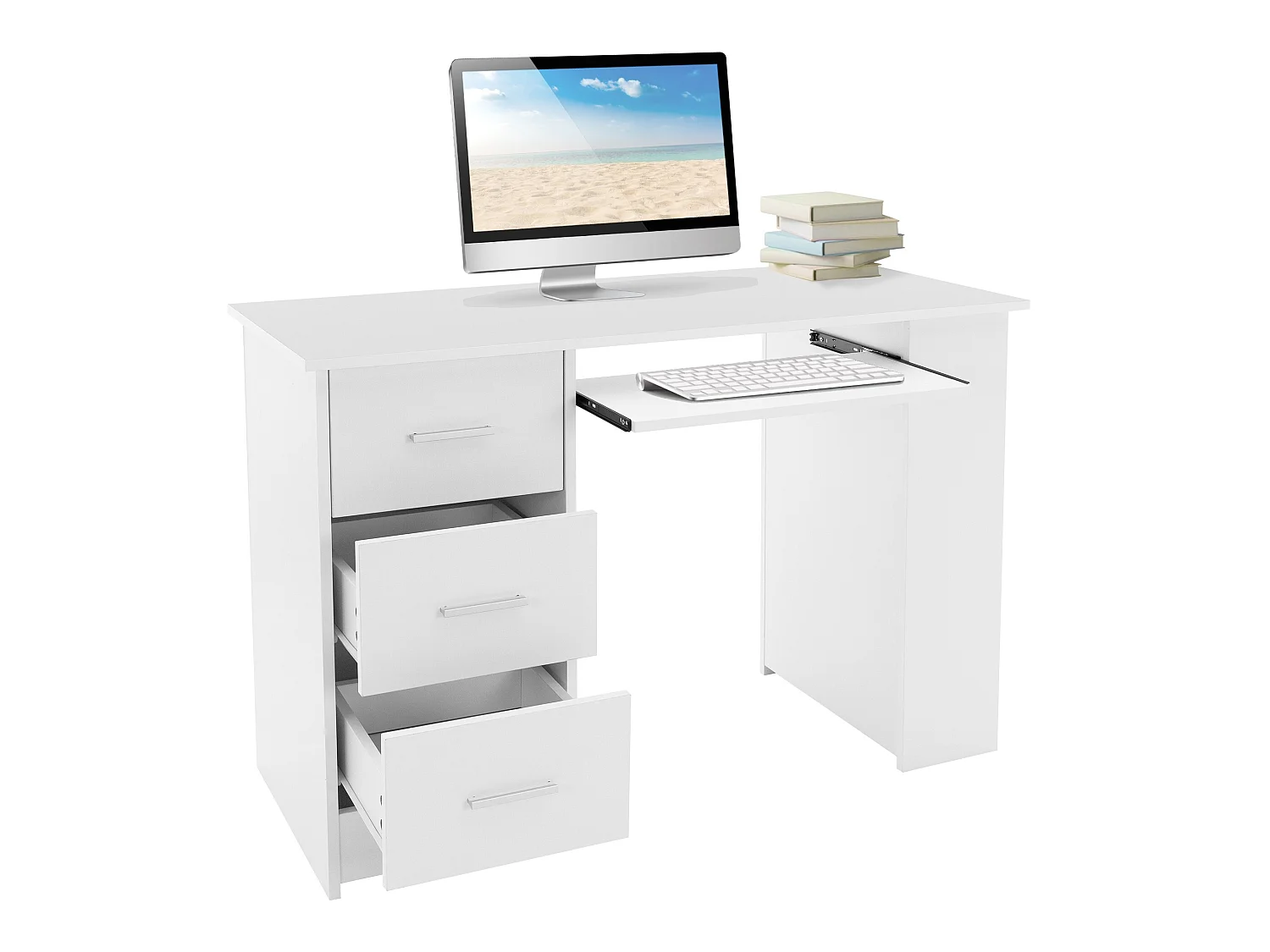 Escritorio con 3 estantes de almacenamiento blanco PC  ML-DESIGN