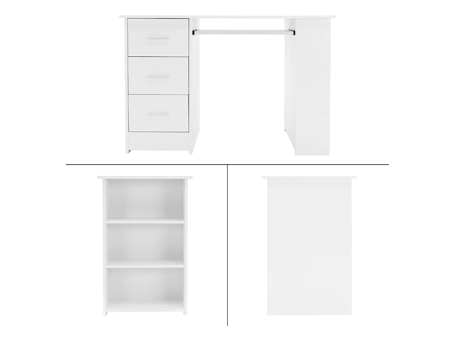 Escritorio con 3 estantes de almacenamiento blanco PC  ML-DESIGN