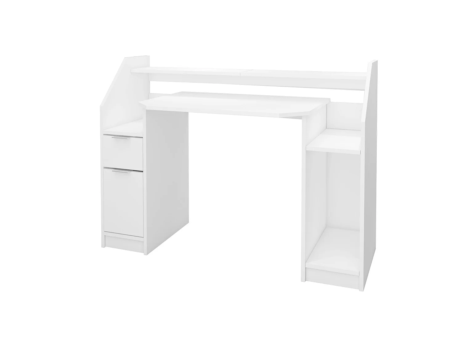 Table d'ordinateur bureau de travail PC tiroir porte espace de rangement blanc ML-DESIGN