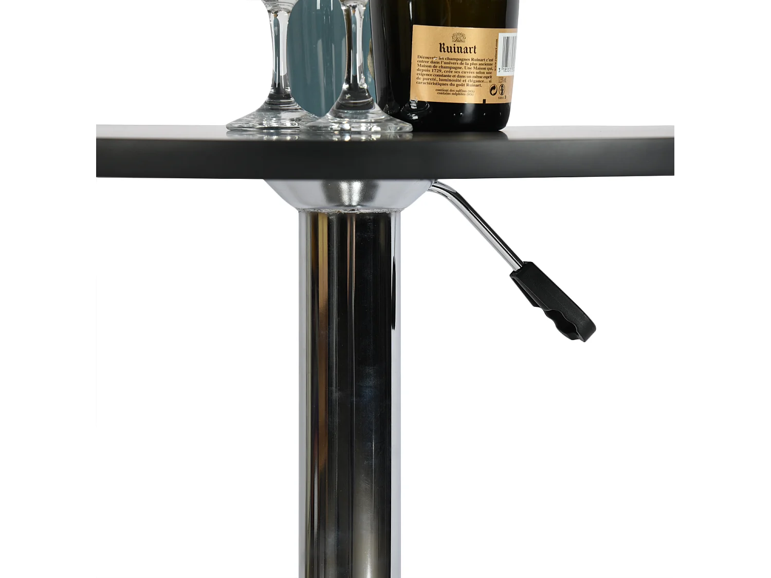 Table Bar Pub Ronde Hauteur Réglable Blanche avec Base Chrome 60-90cm