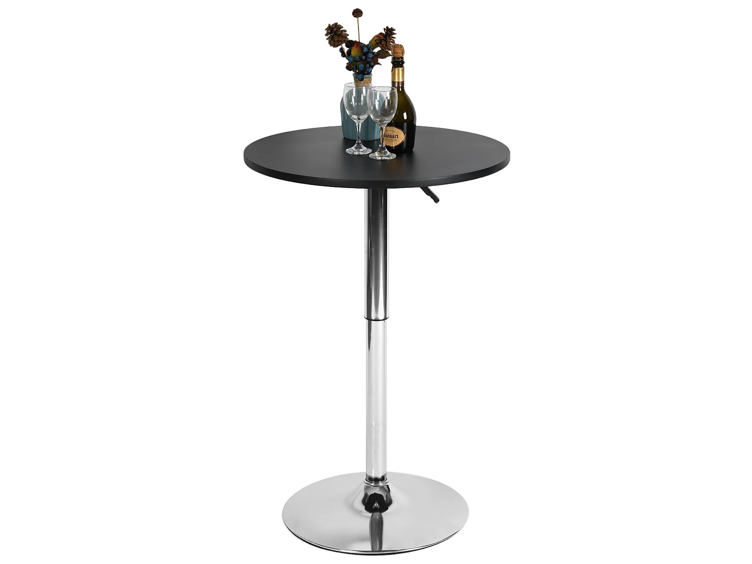 Mesa de bar redonda blanca de altura ajustable con base cromada de 60-90 cm