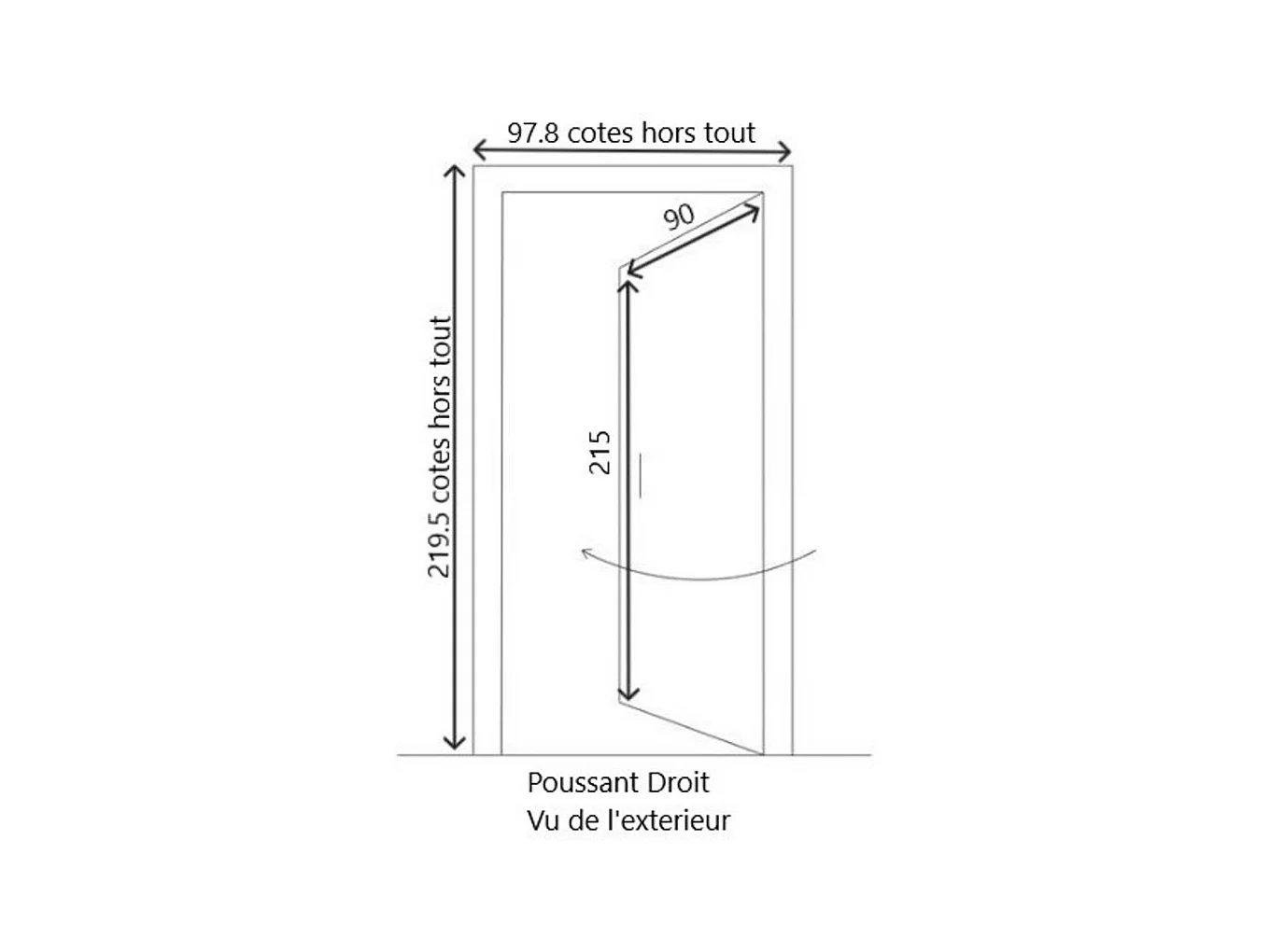 Porte d'entree Bois vitree, Sandy, H,215xl,90  p, droit Cote Tableau