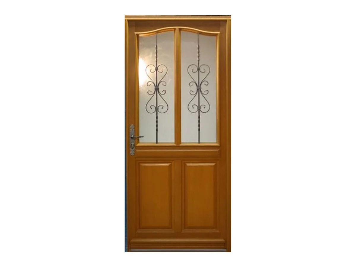 Porte D'Entrée Bois Vitrée, Sandy, H,215Xl,90 P, Droit Cote Tableau