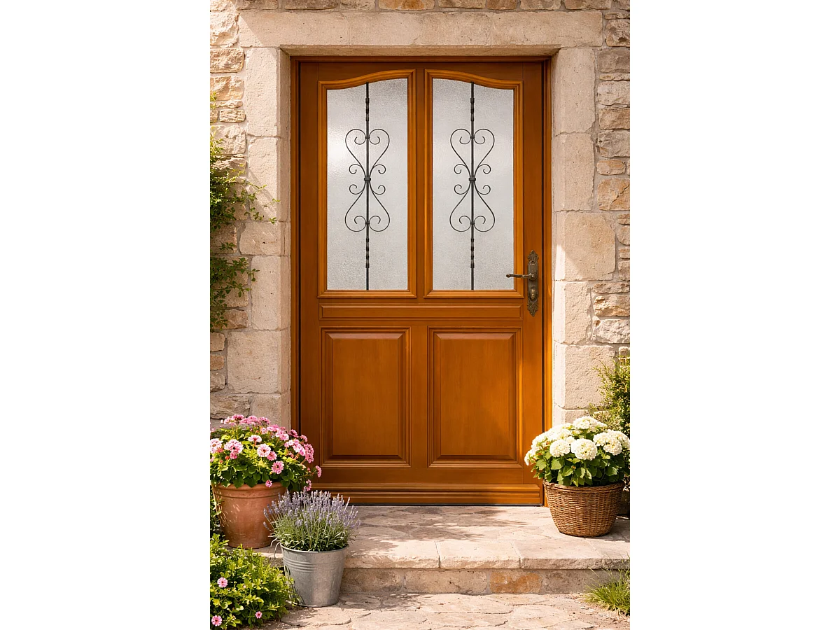 Porte D'entrée Bois Vitrée Sandy, H.215xl.90 Côte Tableau P.gauche Gd Menuiseries