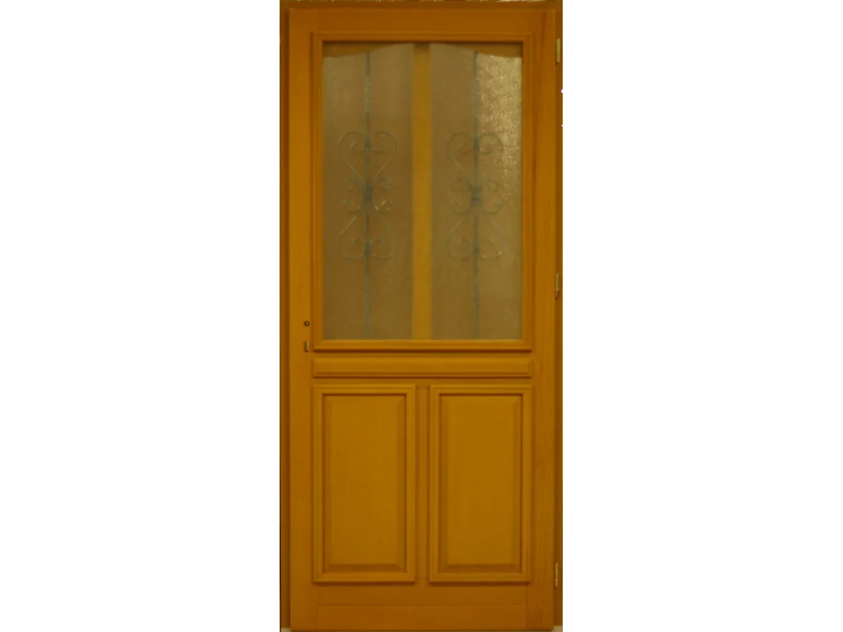 Porte D'entrée Bois Vitrée Sandy, H215 X L90 Cm Côte Tableau P.gauche Gd Menuiseries