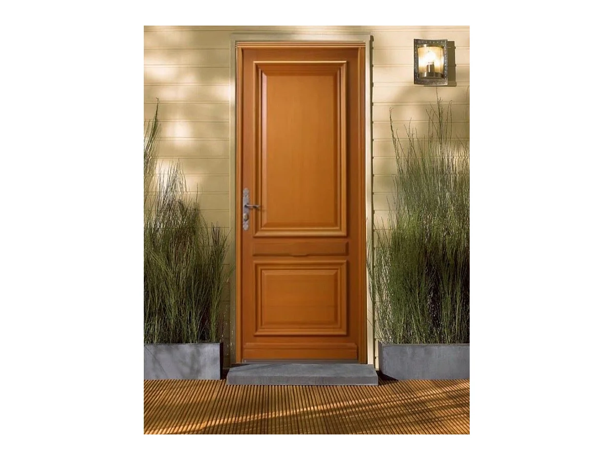 Porte d'entree Bois Pleine, Safran, H,215xl,90  p, droit Cotes Tableau