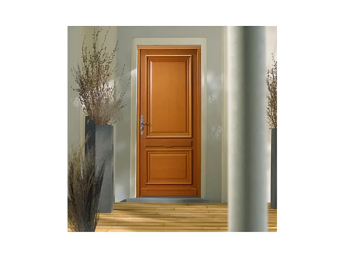 Porte D'Entrée Bois Pleine, Safran, H,215Xl,90 P, Droit Côtes Tableau
