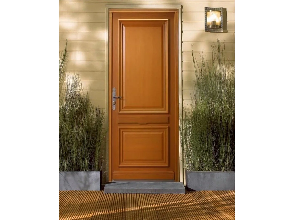 Porte d'entree Bois Pleine, Safran, H,215xl,90 p, droit Cotes Tableau