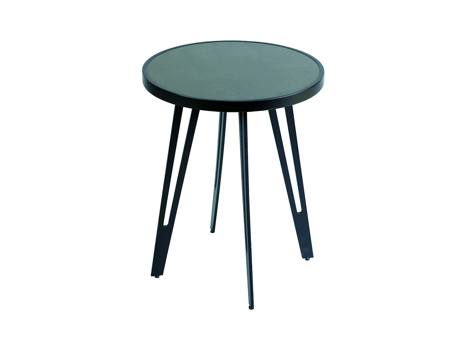 LAUREN - Table d'Appoint Plateau Céramique Piètement Noir