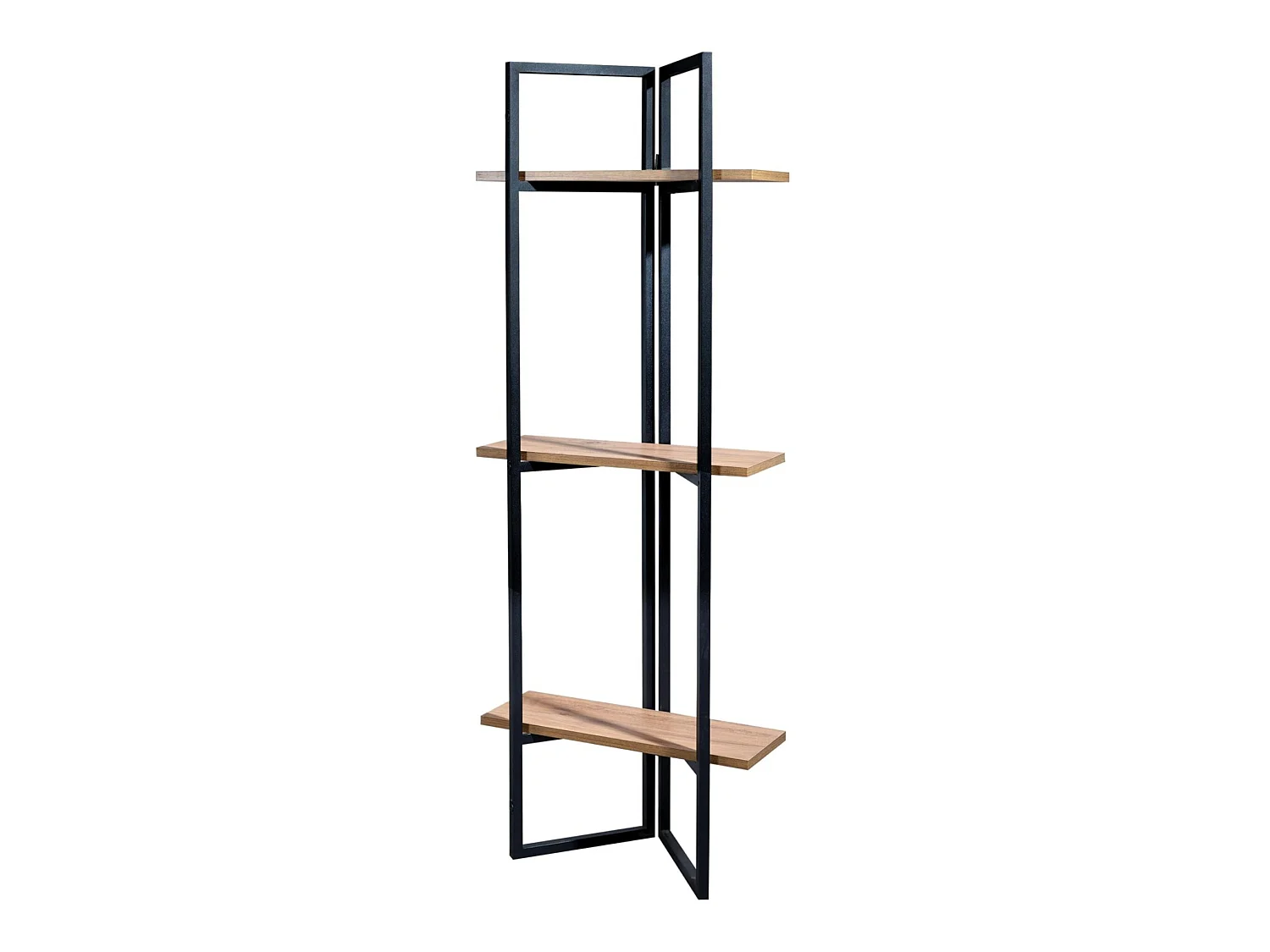 Étagère Bjerringbro à 3 niveaux 150 x 55 x 24 cm effet noyer / noir [en.casa]