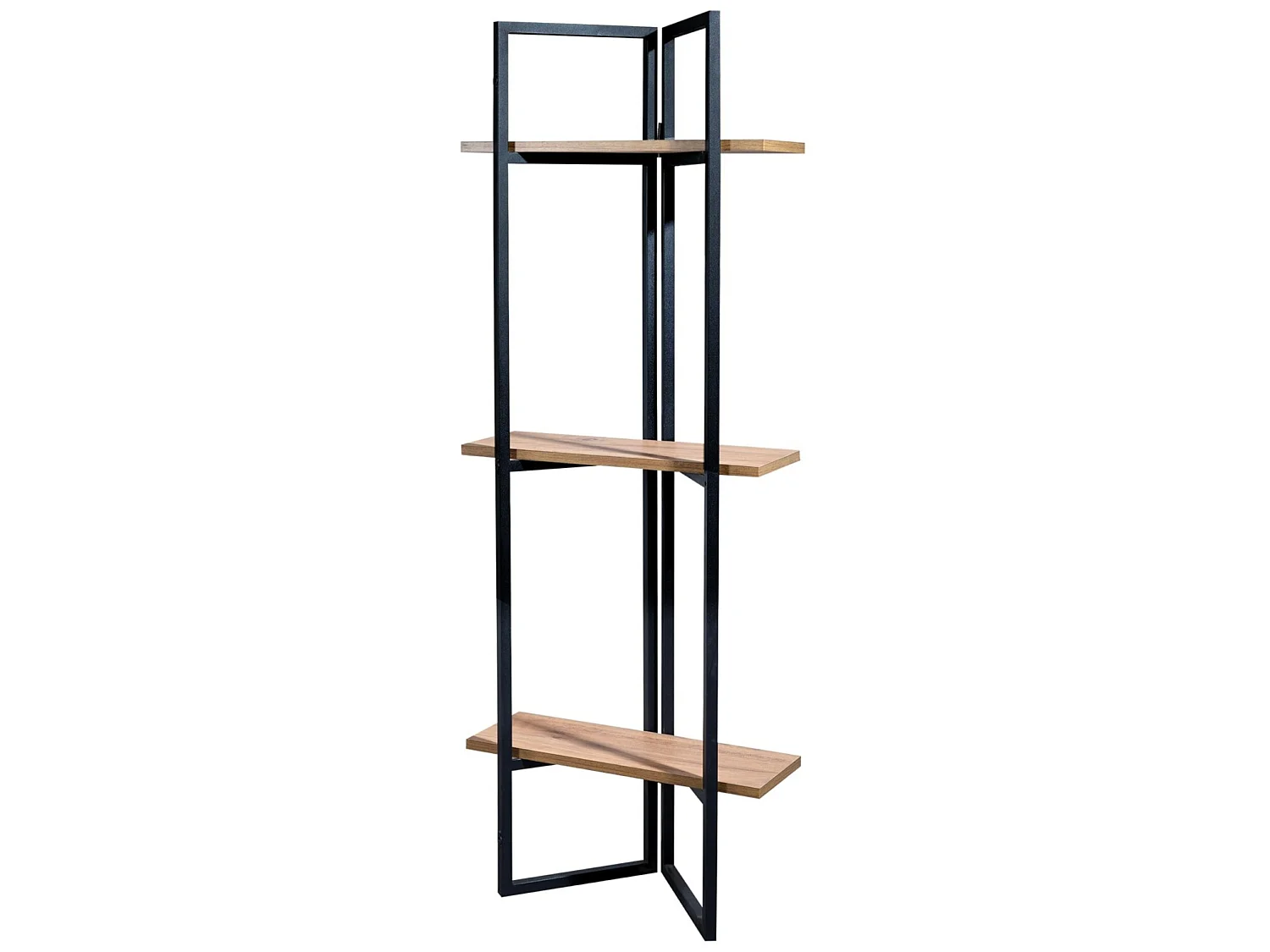 Étagère Bjerringbro à 3 niveaux 150 x 55 x 24 cm effet noyer / noir [en.casa]