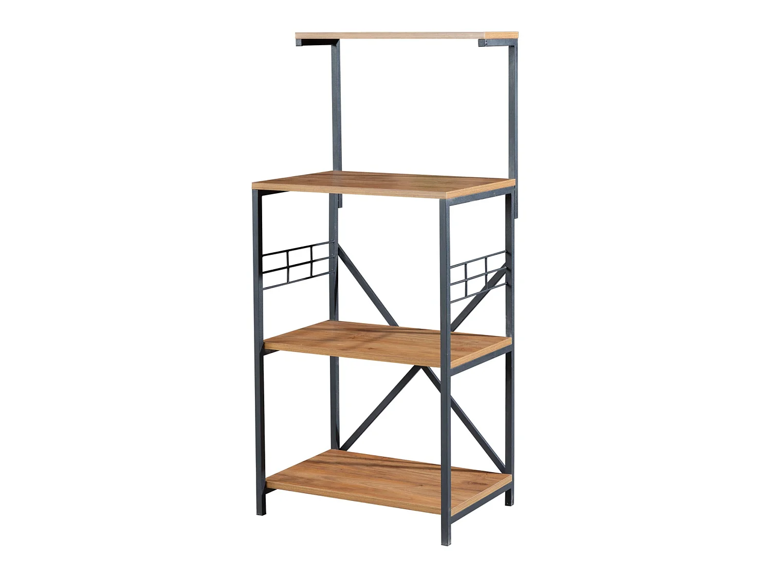 Étagère Billund à 4 niveaux 133 x 60 x 42 cm cm effet noyer / noir [en.casa]