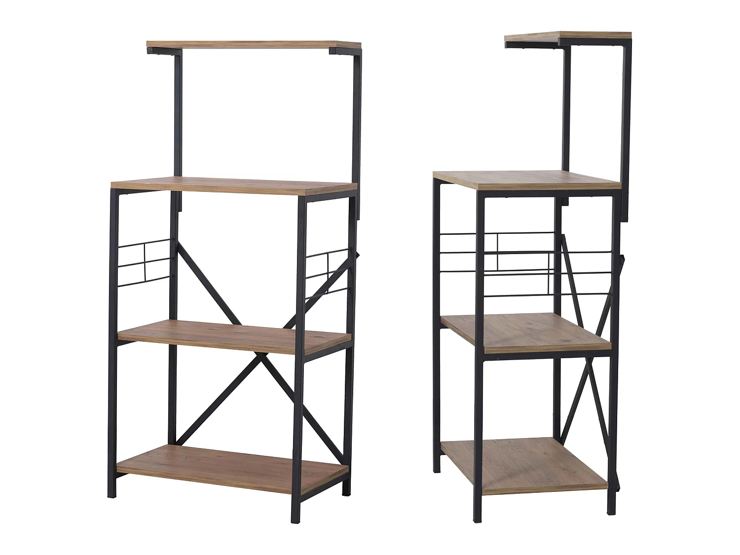 Étagère Billund à 4 niveaux 133 x 60 x 42 cm cm effet noyer / noir [en.casa]