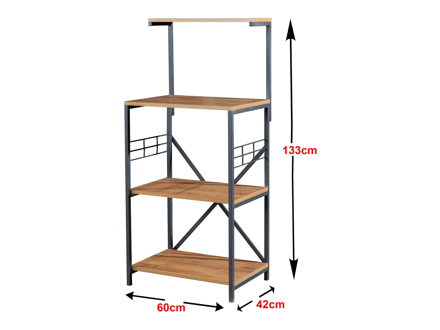 Étagère Billund à 4 niveaux 133 x 60 x 42 cm cm effet noyer / noir [en.casa]