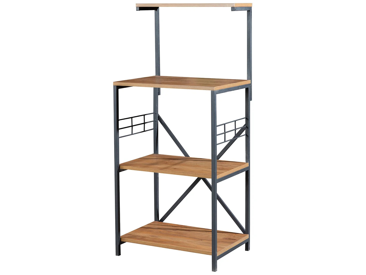 Étagère Billund à 4 niveaux 133 x 60 x 42 cm cm effet noyer / noir [en.casa]