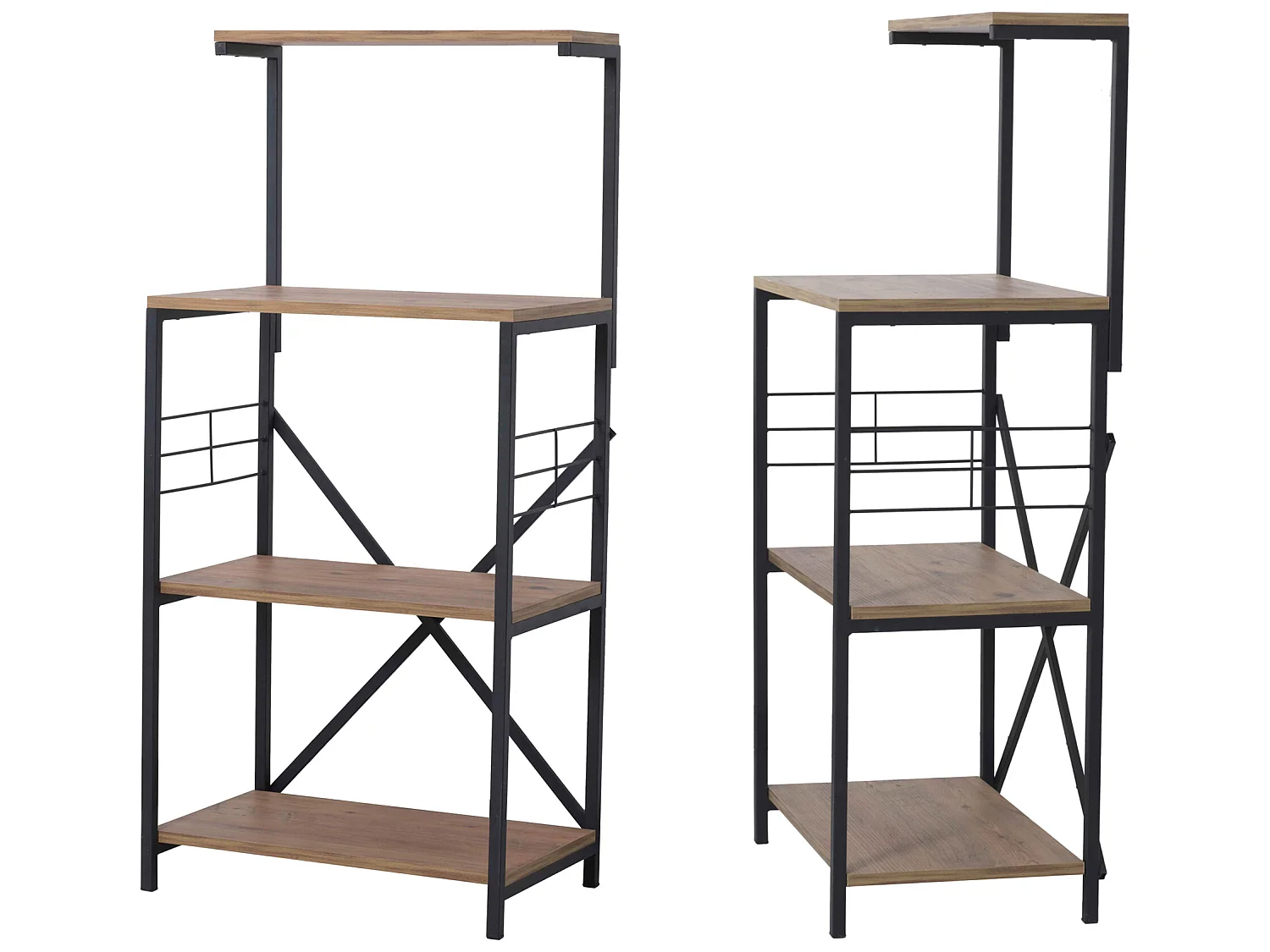 Étagère Billund à 4 niveaux 133 x 60 x 42 cm cm effet noyer / noir [en.casa]