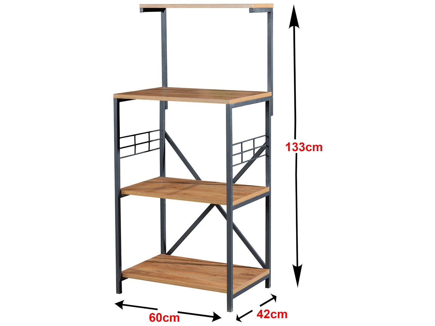 Étagère Billund à 4 niveaux 133 x 60 x 42 cm cm effet noyer / noir [en.casa]