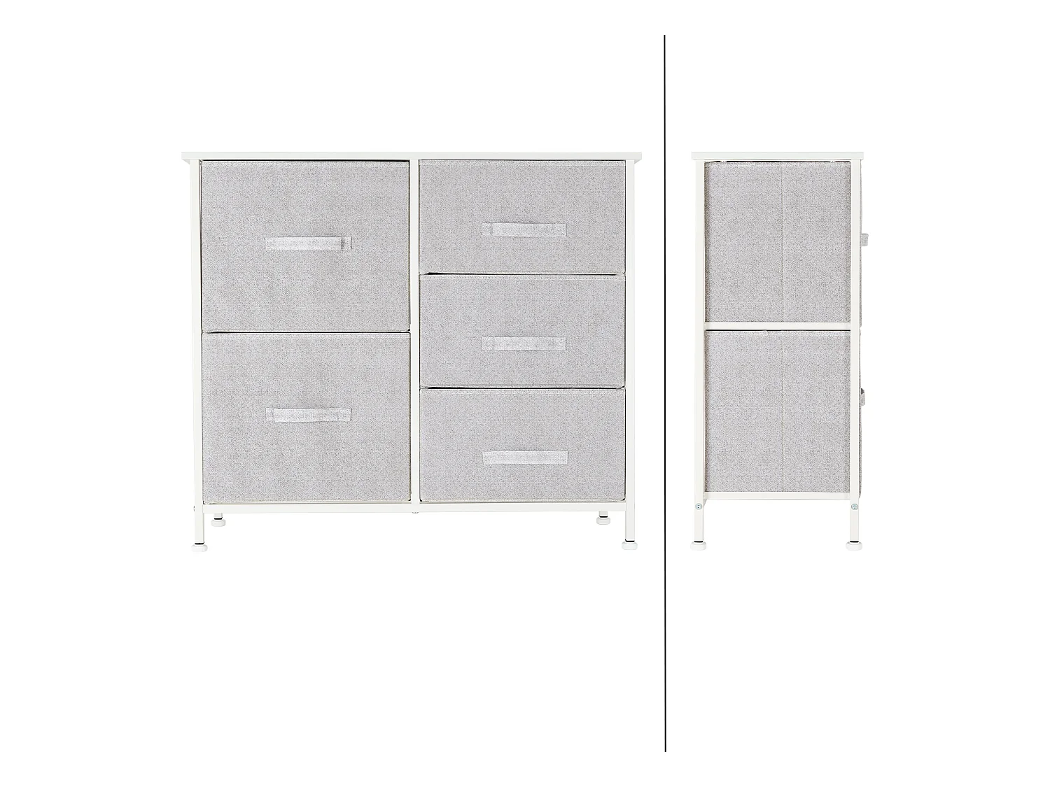 Commode de chambre avec 5 tiroirs tissu amovibles blanc 80x30x70 cm ML-DESIGN