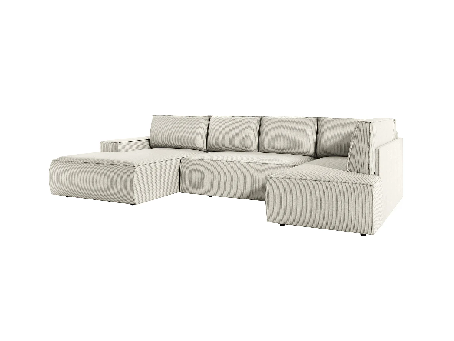 Große Wohnlandschaft - Ecke links - Mit Schlaffunktion - Cord - Beige - AMELIA