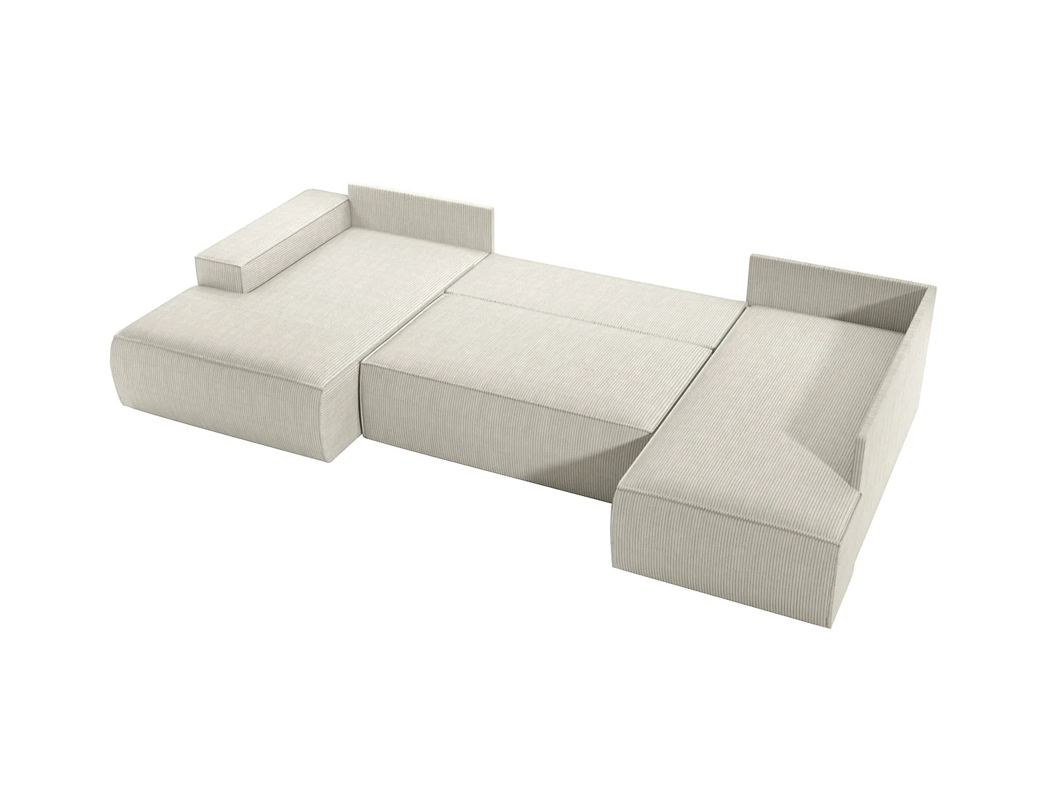 Große Wohnlandschaft - Ecke links - Mit Schlaffunktion - Cord - Beige - AMELIA